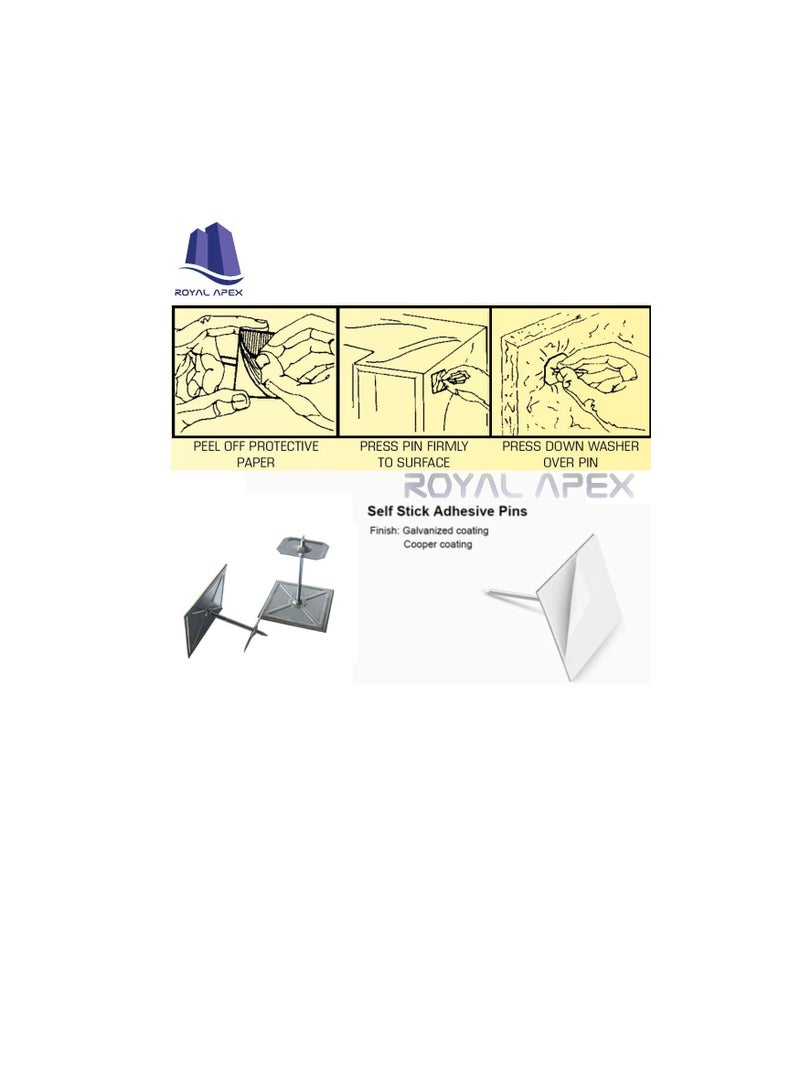 Self-Stuck Up Stick Stuck-up Adhesive Insulation Foam Pin with Lock Washer for Attaching Insulating Materials on Smooth Surfaces 2x2x2 Inch (Pack of 100, 2x2x2 Inch) - Image 2