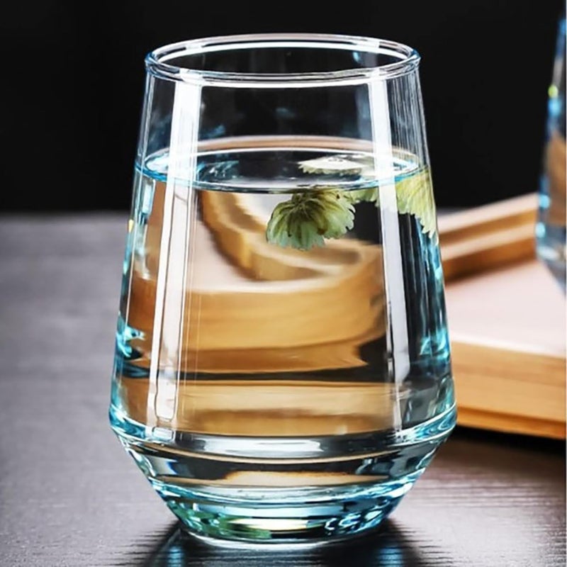 Jinelza Italian Premium Crystal Clear Blue Shade Whiskey Glasses Sturdy Scotch Whiskey Glasses Imported Tumbler for Bourbon, Juice, Cocktail 390ML Set of 6 - Image 3