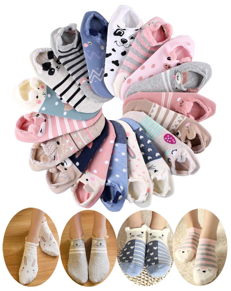 MarJunSep 18 Pairs Novelty Animal Cotton Low Cut No Show Ankle Socks for Girls Women Boat Socks - Image 2