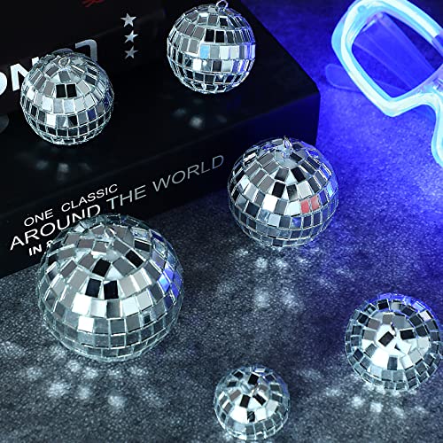 Mtlee 20 Pcs Disco Balls Decoration Mirror Disco Ball for Christmas Tree Flies Assorted Hanging Mini Glass Different Sizes Reflective with Rope for Halloween DIY Wedding Music Prom Props - Image 5