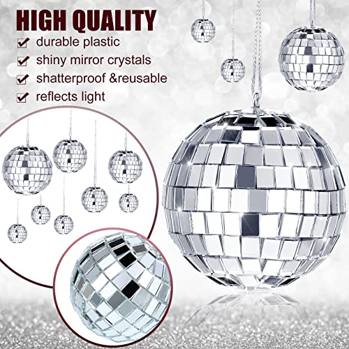 Mtlee 20 Pcs Disco Balls Decoration Mirror Disco Ball for Christmas Tree Flies Assorted Hanging Mini Glass Different Sizes Reflective with Rope for Halloween DIY Wedding Music Prom Props - Image 4