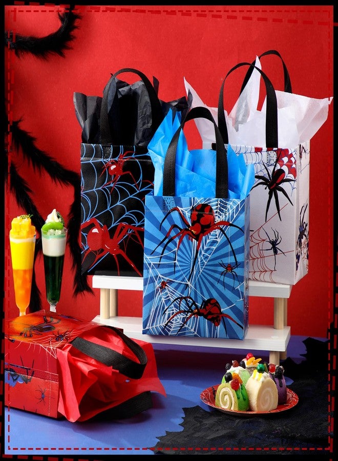 GliCraft 24 Pcs Spider Gift Bags with Tissue Paper Reusable Spider Party Favors Bags with Handle Spider Birthday Party Decorations Double Sided Spider Printed Goodie Candy Bags for Spider Party Favor - Image 2
