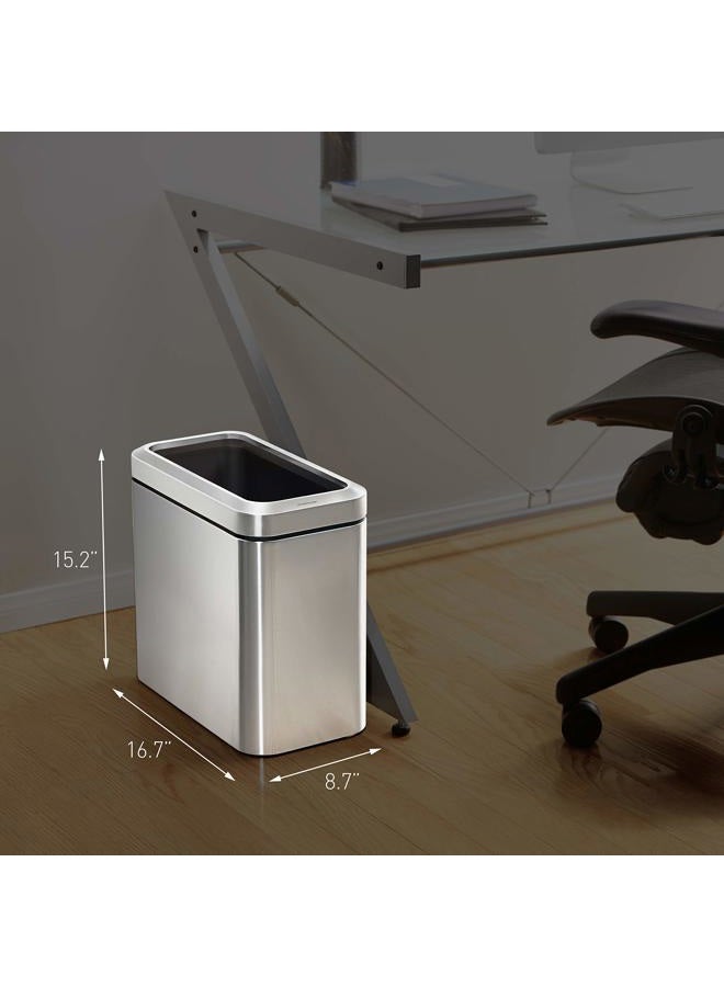 simplehuman 25 Liter / 6.6 Gallon Slim Open Commercial Trash Can, Brushed Stainless Steel - Image 4