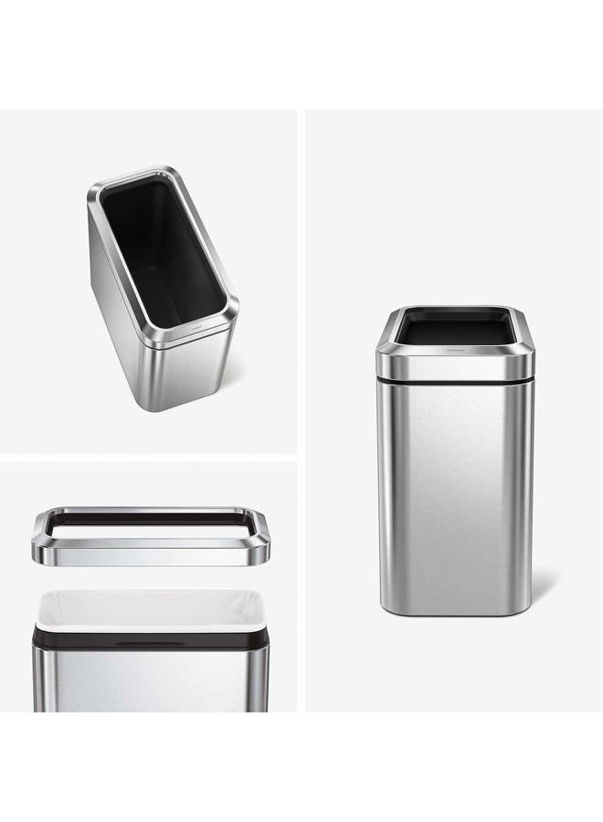 simplehuman 25 Liter / 6.6 Gallon Slim Open Commercial Trash Can, Brushed Stainless Steel - Image 2