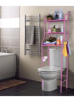 AGD Bathroom Storage Shelf Over the Toilet Three-Tier Metal Space Saving Pink  - Image 1