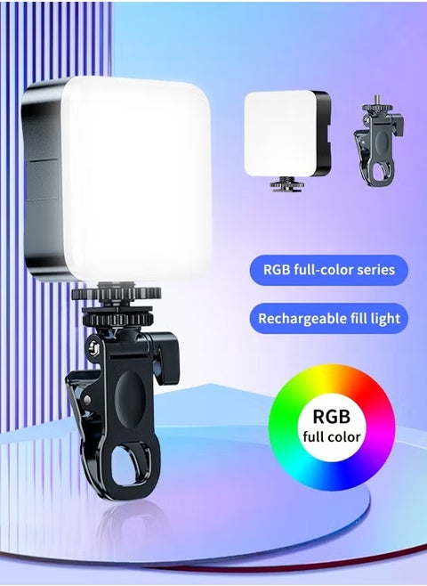 Portable RGB Video Light Fill Light 0-360 Full Color Video Light Dimmable 180 Degree Front and Rear Adjustment Angle for Photography,Video Conference,TikTok