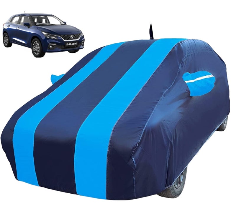 Auto Hub Car Cover Compatible with Baleno with Mirror Pocket, Water Resistant, Triple Stitched, Baleno Car Cover- Navy, Blue - Image 1