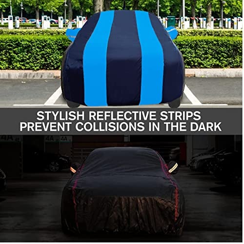Auto Hub Car Cover Compatible with Baleno with Mirror Pocket, Water Resistant, Triple Stitched, Baleno Car Cover- Navy, Blue - Image 4