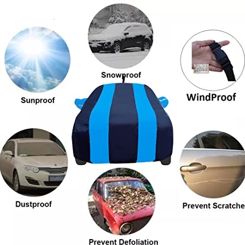 Auto Hub Car Cover Compatible with Baleno with Mirror Pocket, Water Resistant, Triple Stitched, Baleno Car Cover- Navy, Blue - Image 2