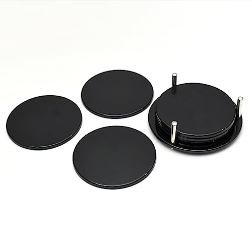 Ferro Hyde Coaster Stylish|Round Shape | Mild Steel | Coaster Set 6 and 1 Coaster Holder Fit for Tea Cups, Coffee Mugs and Glass (Black) - Image 3