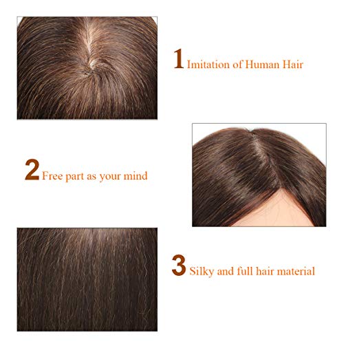Leeven 20 Inch 60% Human Hair Training Practice Head Styling Cutting Mannequin Manikin Head with Free Clamp Holder Brown Hair Makeup Practice head - Image 5