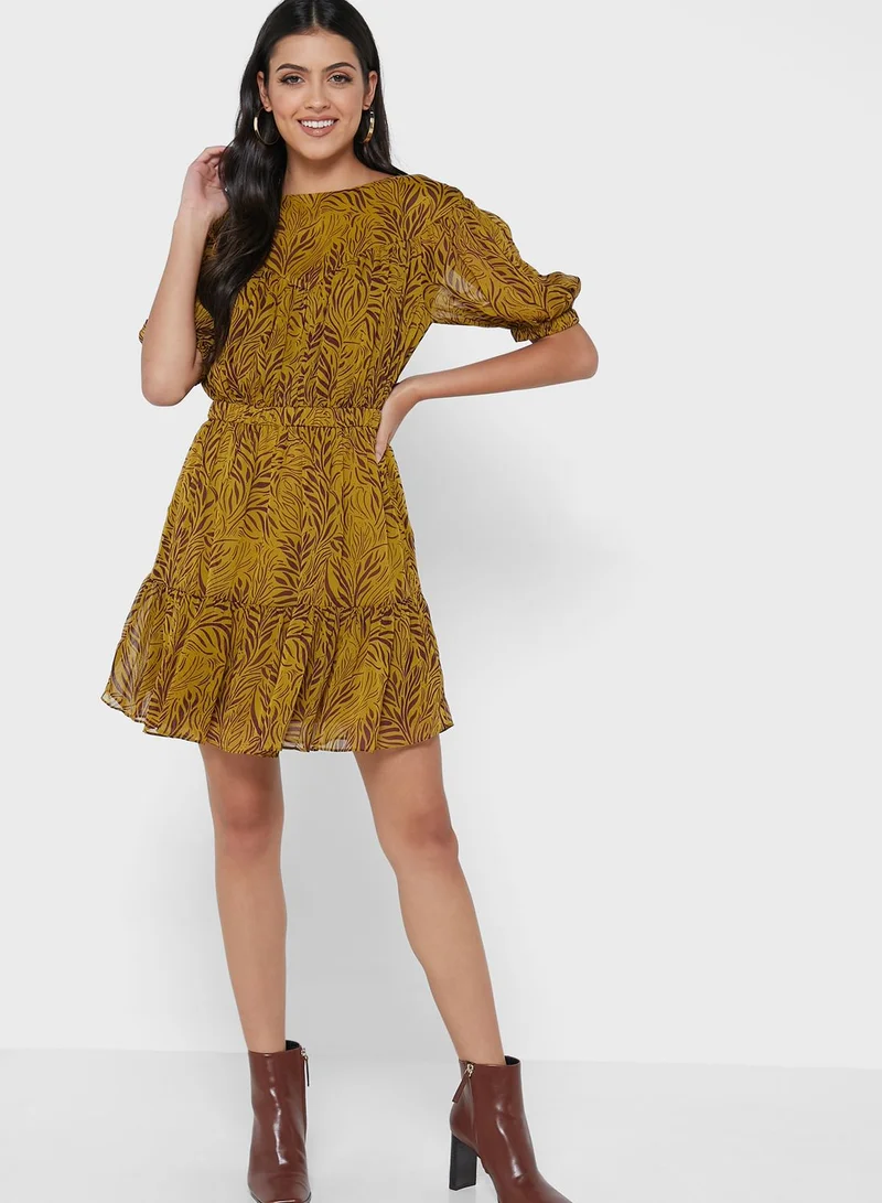 Ted Baker Puff Sleeve Printed Dress