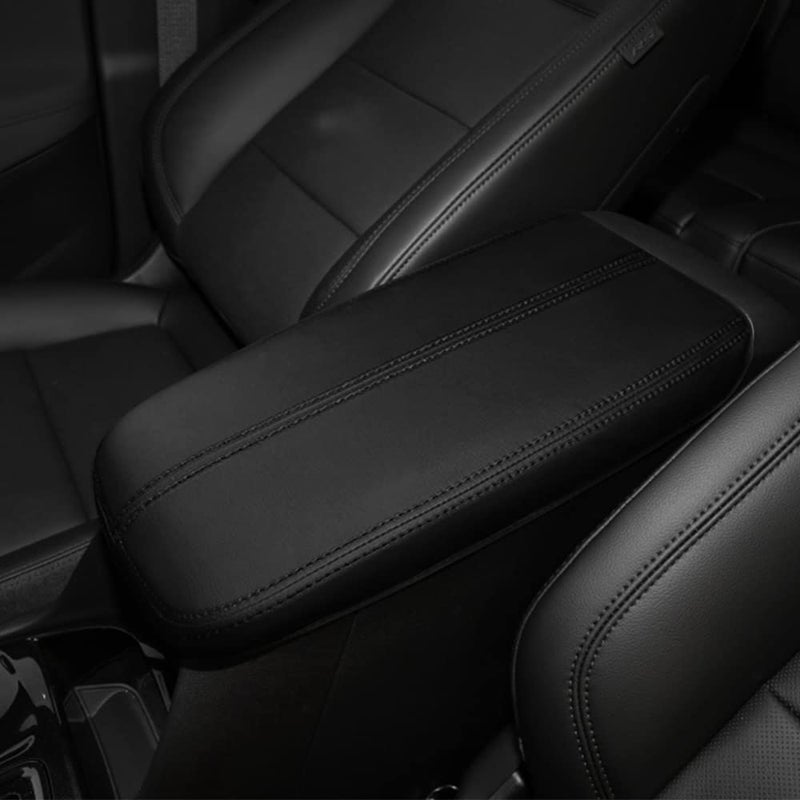 DEYTOP Center Console Cover for GMC Terrain 2025 20182024 Accessories Car Console Armrest Cover for GMC Terrain 2023 2024 2025 AntiScratch Leather Armrest Pad Protector Black with Black Stitches