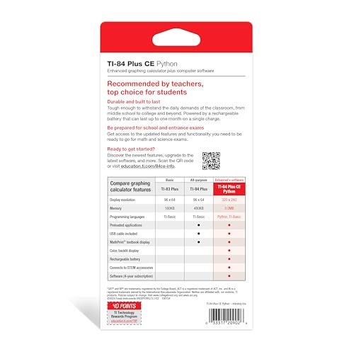 TEXAS INSTRUMENTS TI-84 Plus CE Python Enhanced Graphing plus Software, Iris/Purple - Image 3
