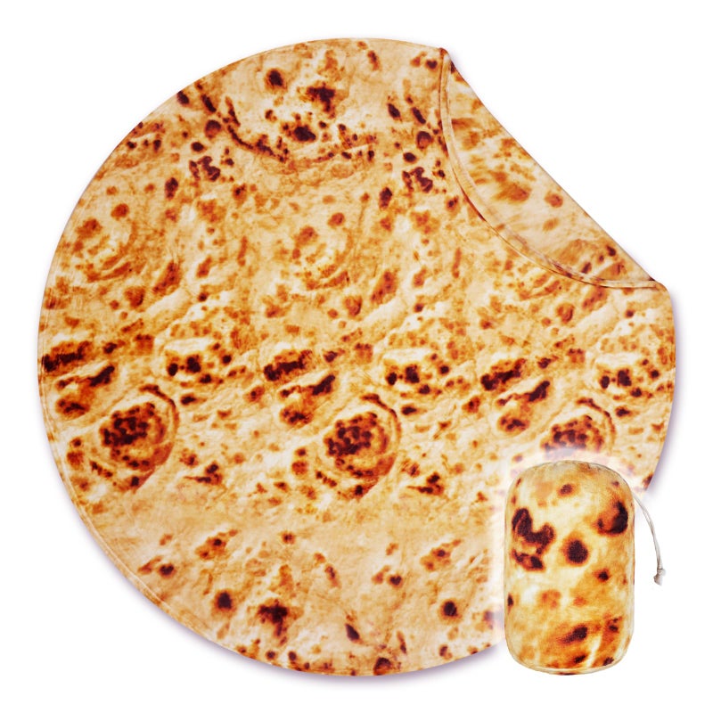Bnuitland Bnuitland Tortilla Burritos Pattern Blanket with Burrito Pouch 300 GSM 3D Double-Sided printing Giant Funny Blanket Novelty Realistic Food Blanket Super Soft Taco Flannel Yellow Throw  - Image 2