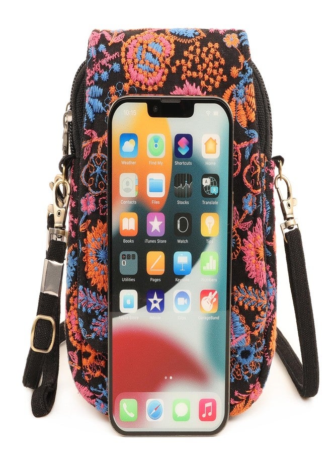 SILKAREA Embroidered Cute Mini Crossbody Bag for Women Small Handbags Wristlet Wallet Bag Cell-phone Pouch Coin Purse, Spliced Green, One_Size - Image 2
