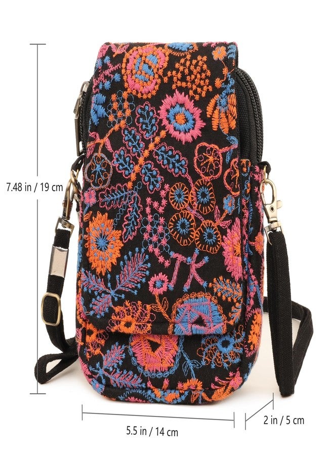 SILKAREA Embroidered Cute Mini Crossbody Bag for Women Small Handbags Wristlet Wallet Bag Cell-phone Pouch Coin Purse, Spliced Green, One_Size - Image 3