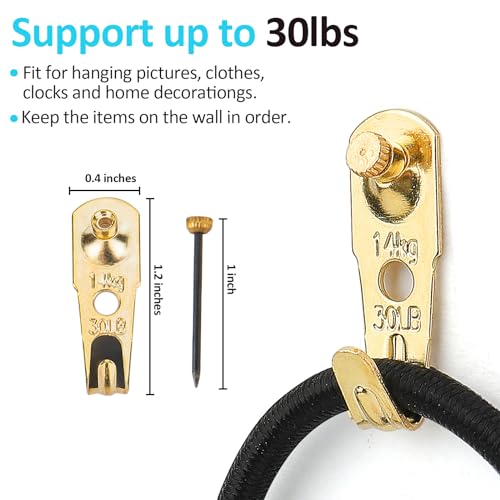 LINGTONG 30 lb Picture Hangers (30 Set), Professional Hanging Hooks with Nails, Premium Drywall & Wooden Wall Picture Hangers - Image 3