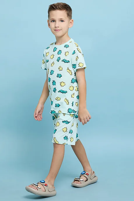 أر أند بي Printed T-Shirt and Shorts Set