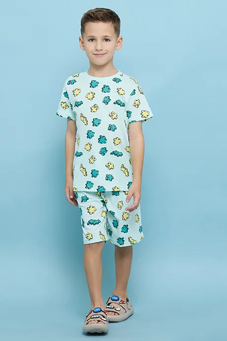 أر أند بي Printed T-Shirt and Shorts Set