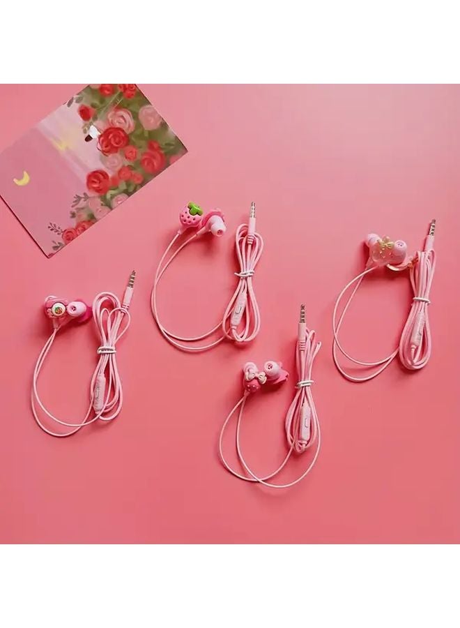 Cute Pink DIY Cartoon Wired Headset with Microphone Volume Control for Android Phone - Image 2