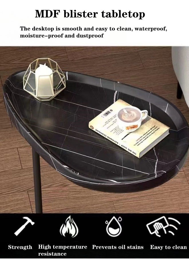 XiuWoo Sturdy Nordic Style Coffee Table Sofa Side Table End Table For Living Room - Black + Black  - Image 3