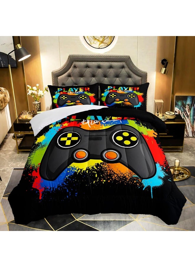 Generic Gamer Comforter Sets for Teen Boys, Gaming Bedding Sets Twin Set, Video Game Bedspread, Game Duvet, Gamepad Bed Set, Controller Quilt Set  - Image 1