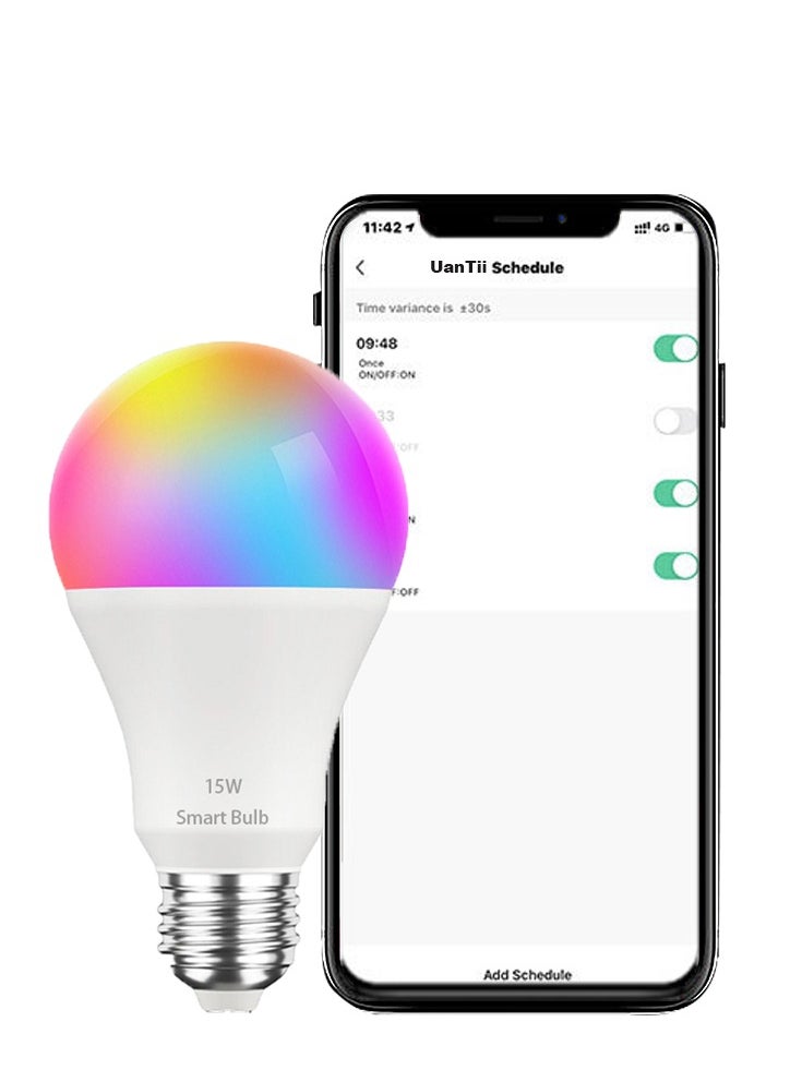 UanTii - Smart Bulb Tuya Wifi Lighting Bulb 15W, App and Voice Remote Control - Image 1