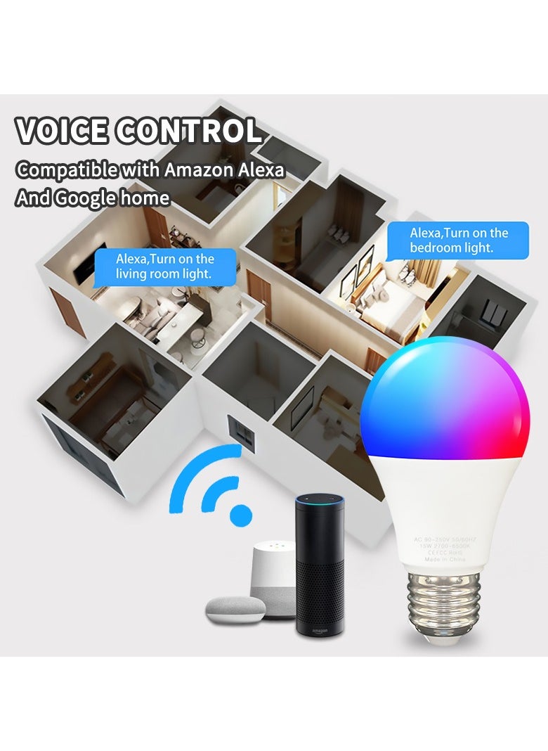UanTii - Smart Bulb Tuya Wifi Lighting Bulb 15W, App and Voice Remote Control - Image 1