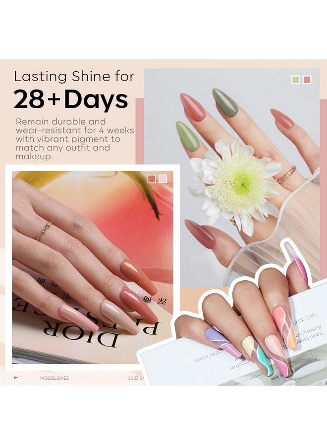 modelones 32 Pcs Gel Nail Polish Set 28 Colors All Seasons Gel Polish With No Wipe Base Glossy & Matte Top Coat And Nail Primer Black Brown Red Purple Gifts For Women Diy Salon Home - Image 3