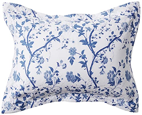 Laura Ashley - Queen Comforter Set, Soft & Reversible Cotton Bedding, Medium Weight for Year Round Comfort, 4 Piece Bed Set with Matching Pillowcases & Bonus Bed Skirt (Charlotte Blue) - Image 4