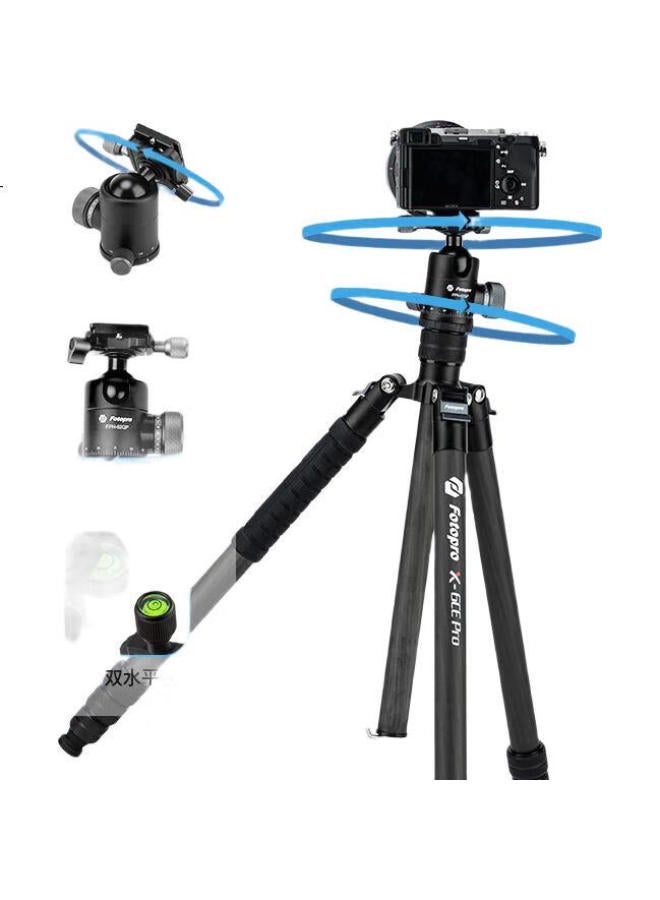 Fotopro X-6Ce برو، رأس حامل كاميرا كانون سوني نيكون، محمول، أحادي القوائم، حامل كاميرا مقلوب للتصوير الفوتوغرافي من ألياف الكربون - Image 1