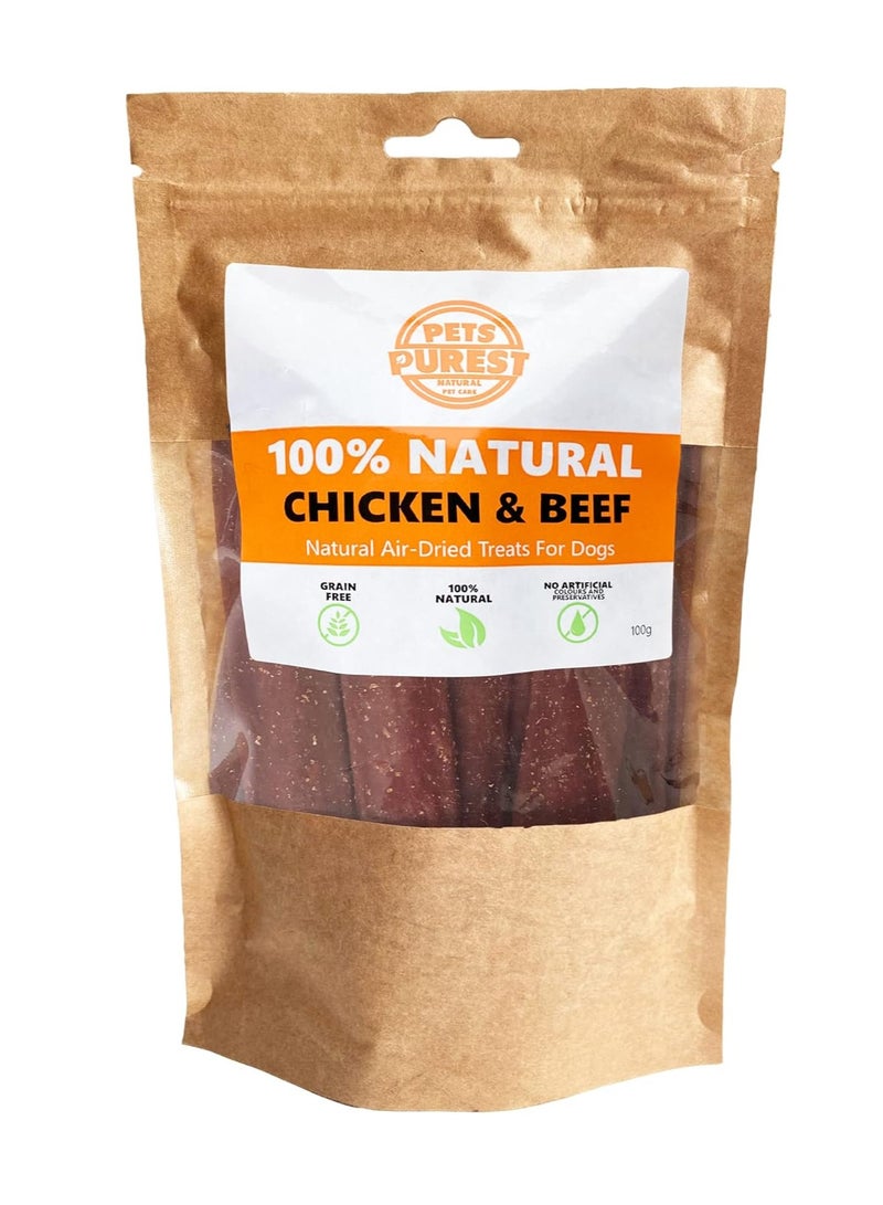 Pets Purest Dog Treats Chicken Beef Strips 100 percent Natural Air Dried Chews for Dogs Puppy and Senior Healthy Hypoallergenic Grain Gluten and Lactose Free Raw Food Treat Snack Sticks - Image 1