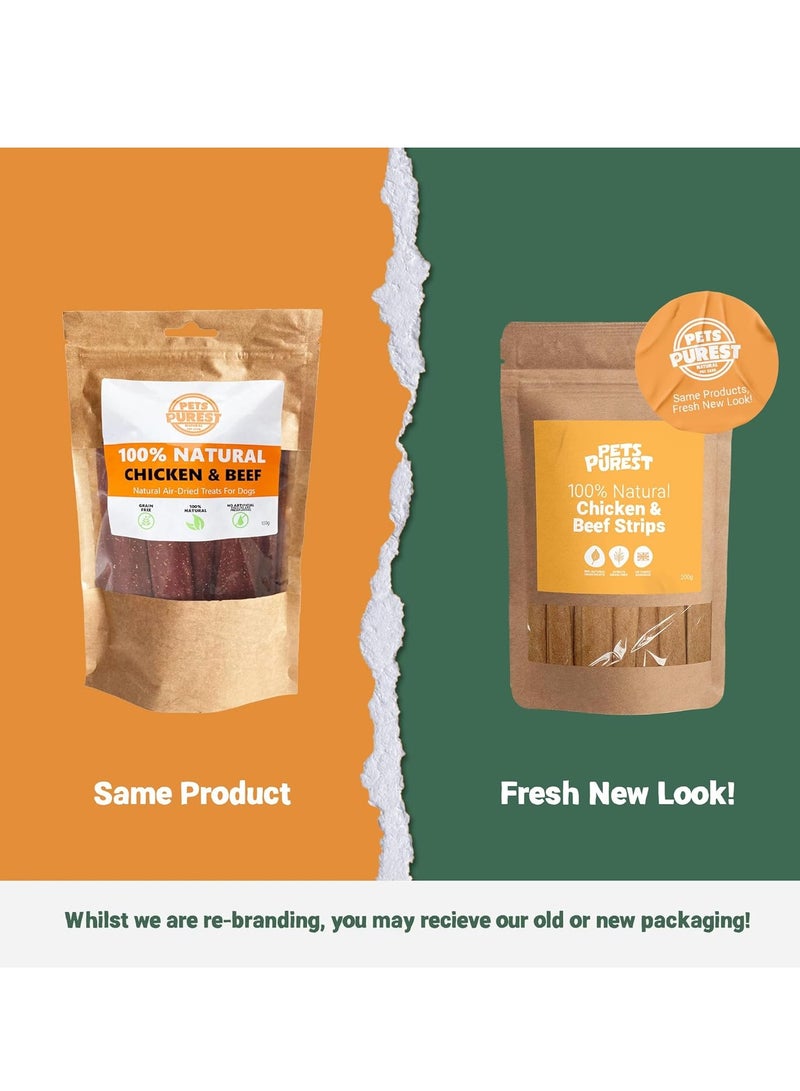Pets Purest Dog Treats Chicken Beef Strips 100 percent Natural Air Dried Chews for Dogs Puppy and Senior Healthy Hypoallergenic Grain Gluten and Lactose Free Raw Food Treat Snack Sticks - Image 2