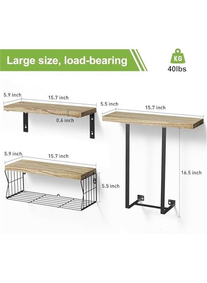 MIXDE Floating Shelves Wall Mounted Over Toilet,Bathroom Shelf with Towel Rack Paper Holder Storage - Rustic Wood Farmhouse Shelves for Wall Decor/Bathroom (Brown) - Image 2