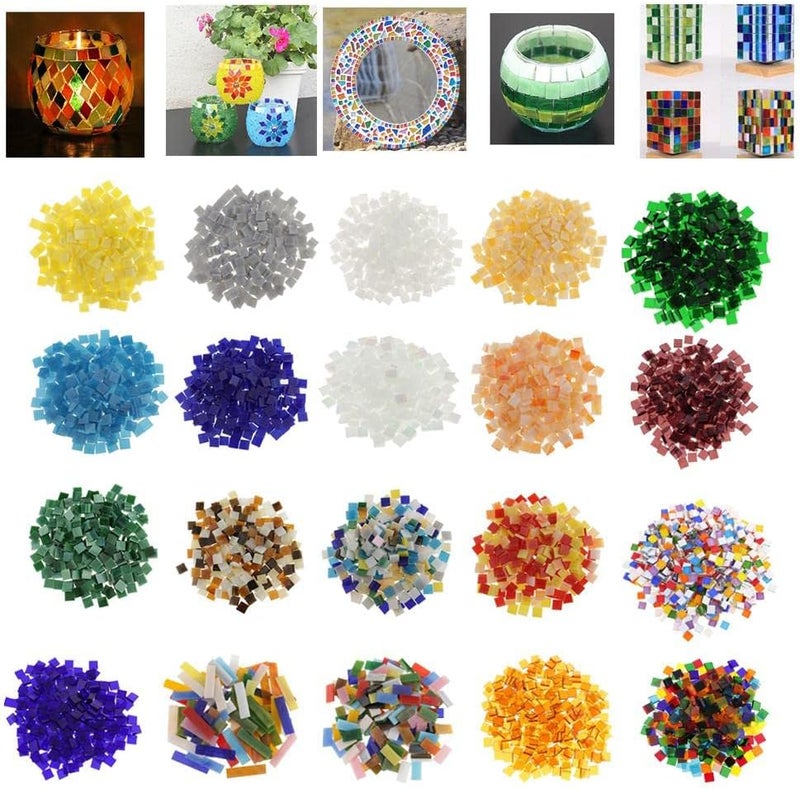 klarako 250pcs Vitreous Glass Mosaic Tiles Pieces For Arts DIY Craft 10x10mm Many Color klarakoYellow - Image 4