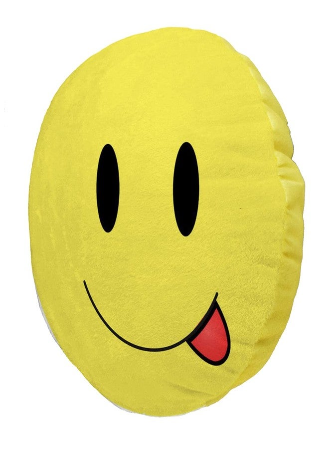 DREAMVIO Velvet Round Shape Fabric Printed Soft Plush Filled Cushions/Pillow - 11X11 Inch, Smiley 18 (Yellow) - Image 4