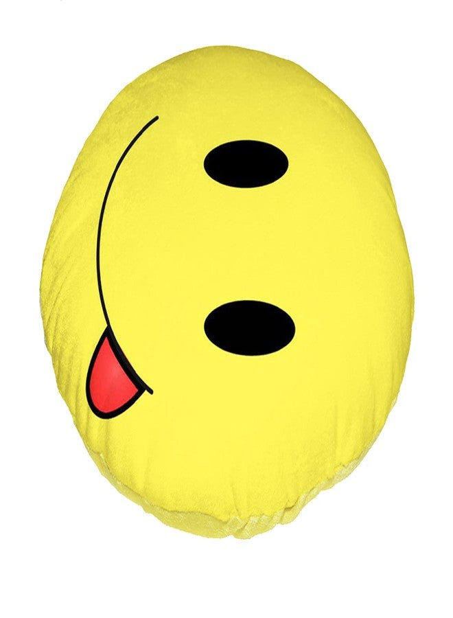 DREAMVIO Velvet Round Shape Fabric Printed Soft Plush Filled Cushions/Pillow - 11X11 Inch, Smiley 18 (Yellow) - Image 5