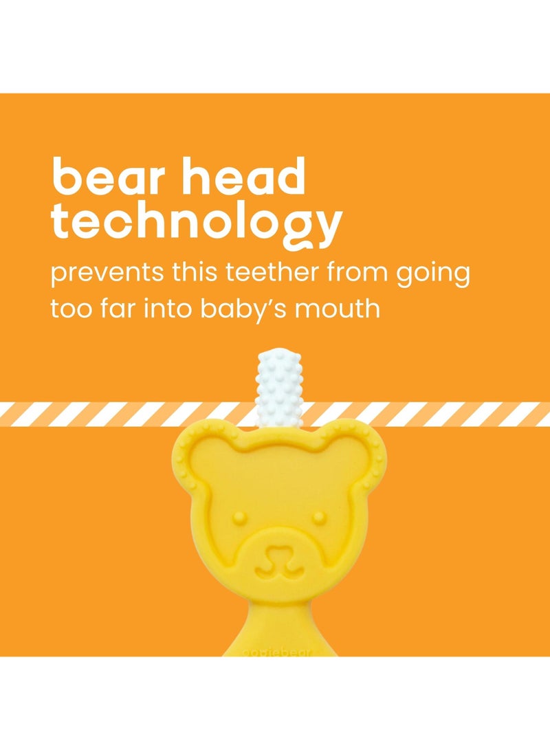 oogiebear 360˚ Teether - Safe Teething Toys for Babies 3 Months and Older | Soft Bristle Teddy Bear Silicone Teether | Super Soft BPA-Free Silicone Teether Toy - Yellow - Image 3