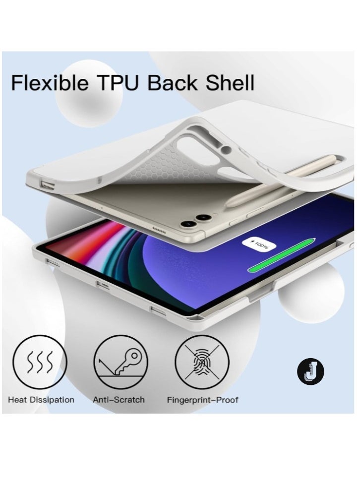 JAJEEK "2024 Case for Samsung Galaxy Tab S10 Plus / Tab S9 Plus 12.4-Inch – Soft TPU Tri-Fold Stand Protective Cover with S Pen Holder, S Pen Charging Support, Auto Wake/Sleep (White)" - Image 4