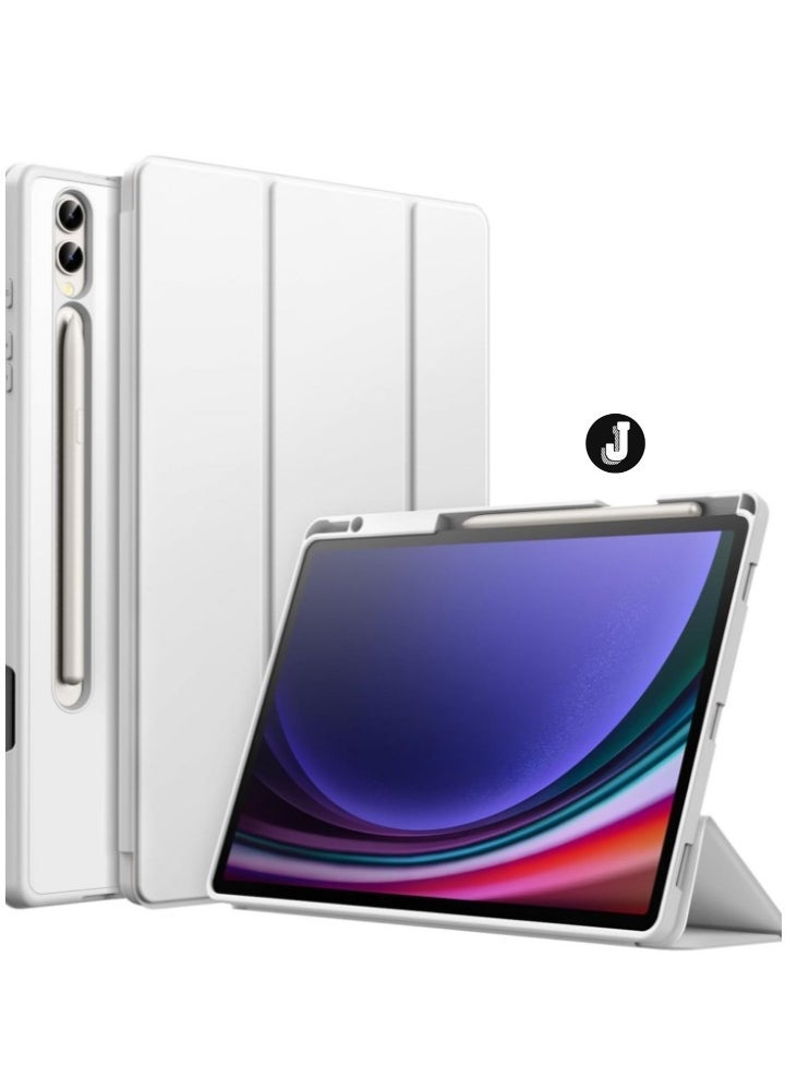 JAJEEK "2024 Case for Samsung Galaxy Tab S10 Plus / Tab S9 Plus 12.4-Inch – Soft TPU Tri-Fold Stand Protective Cover with S Pen Holder, S Pen Charging Support, Auto Wake/Sleep (White)" - Image 1