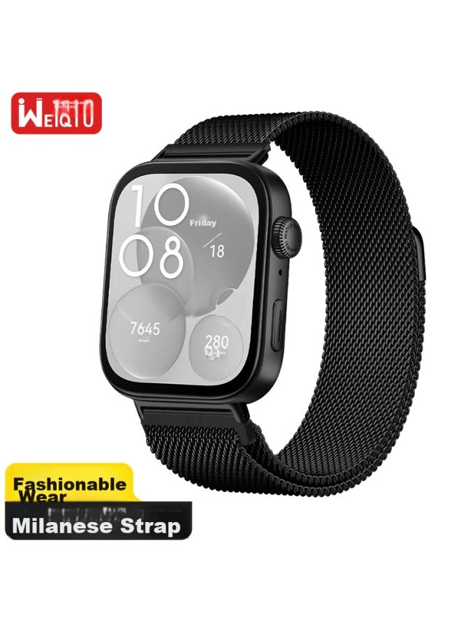 Wei Qiantu Weiqiantu Compatible With Huawei Watch Band, Huawei Watch Fit3 Milanese Magnetic Stainless Steel Sports Wristband, Uni 20mm Interface - Image 1