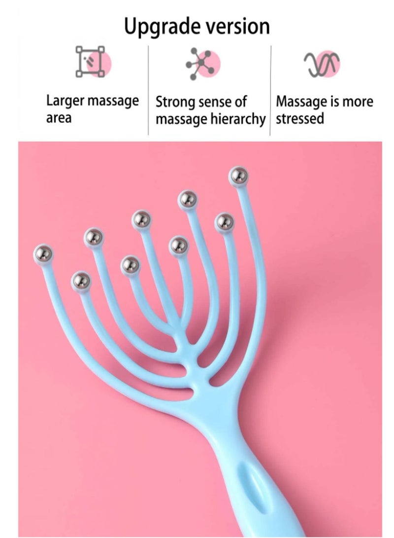 Loquat Head Massager,Protable Hand Held SPA Scalp Massager,SinLoon Steel Ball Tool Equipment Stress Relax Blue - Image 2