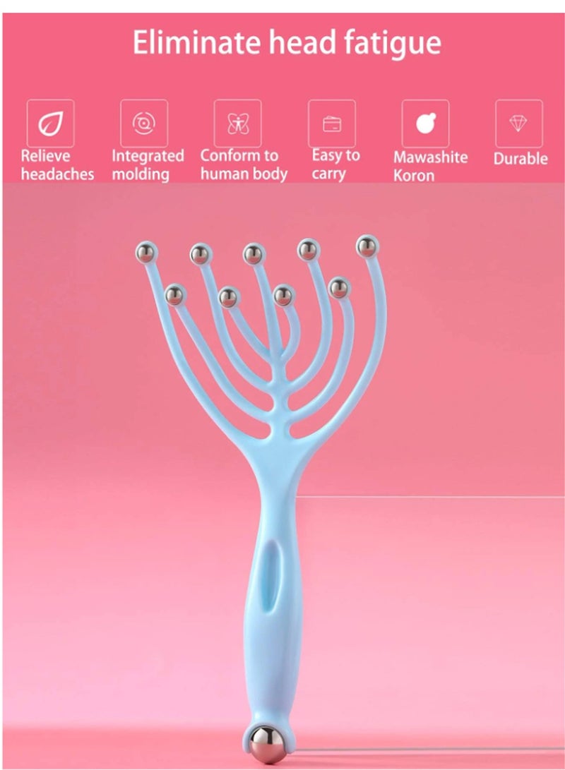 Loquat Head Massager,Protable Hand Held SPA Scalp Massager,SinLoon Steel Ball Tool Equipment Stress Relax Blue - Image 3