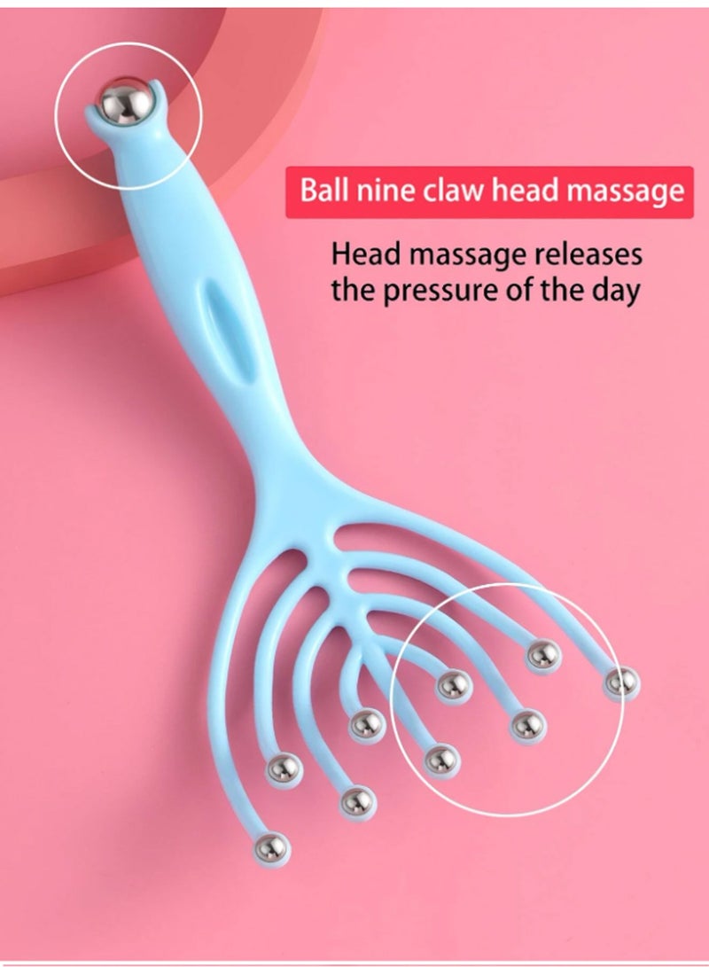 Loquat Head Massager,Protable Hand Held SPA Scalp Massager,SinLoon Steel Ball Tool Equipment Stress Relax Blue - Image 4