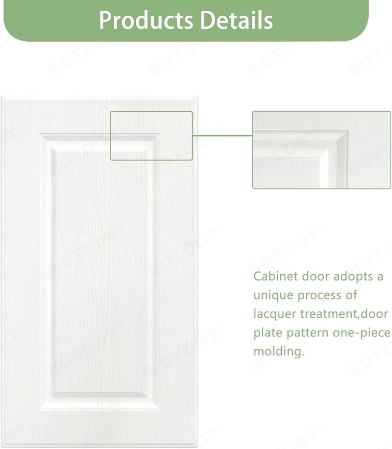 BOTOOT Built-in Cabinet Doors - Cabinet Doors for Kitchen, Living Room, Bedroom, Bathroom - 29 Inch High (White Texture, 16.25 Inch Wide) - Image 2