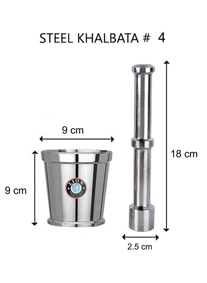Lion Premium Stainless Steel Mortar & Pestle (Khalbatta) – 9 cm Diameter Mortar with 18 cm Pestle, Rust-Proof & Chemical-Free, Heavy-Duty Design for Effortless Herb and Spice Crushing, Durable and Long-Lasting Kitchen Essential - Image 5