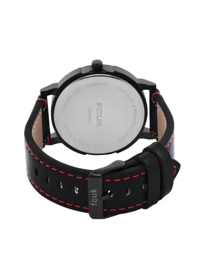 French Connection UK Men's Analog Watch With Black Leather Strap 43 mm FK00010C  - Image 3