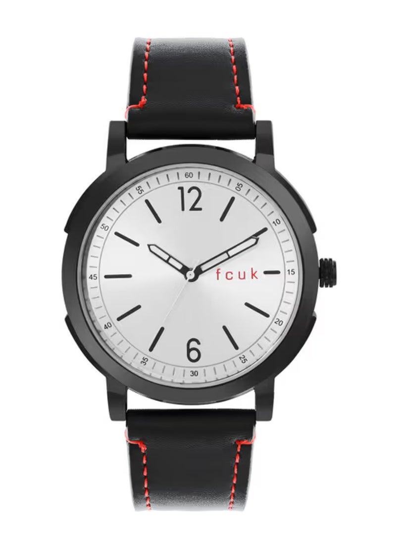 French Connection UK Men's Analog Watch With Black Leather Strap 43 mm FK00010C  - Image 1
