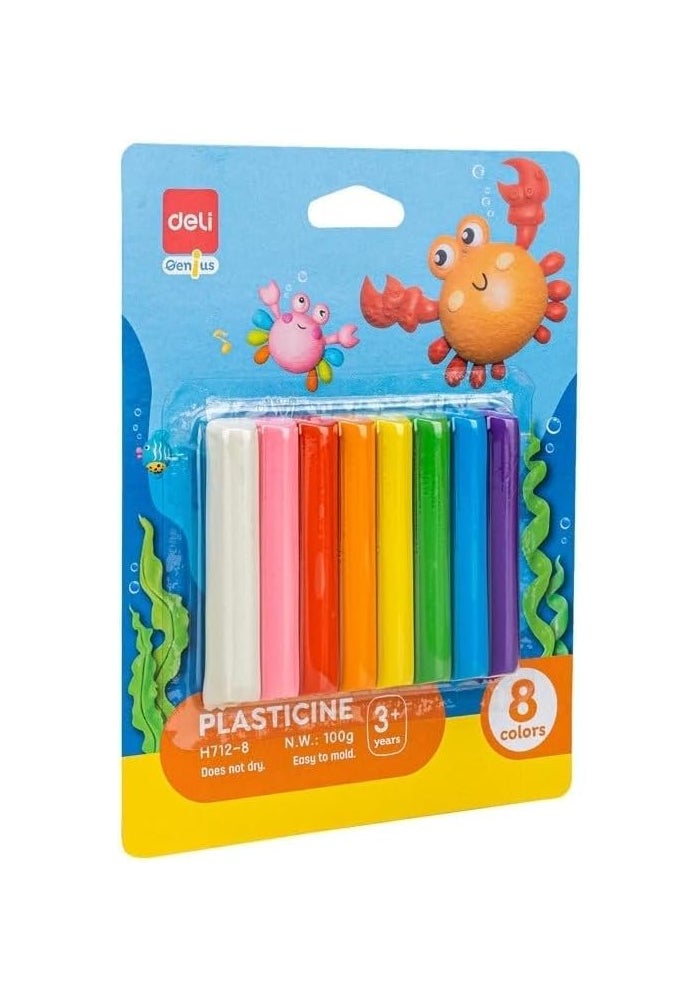 Deli 8 Colors Plasticine 100g - Easy to Mold for Kids - Image 5